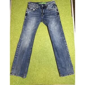 Rock &Roll Cowboy Womens Pistol Straight Jeans Blue Stretch Denim Mid Rise 30x32